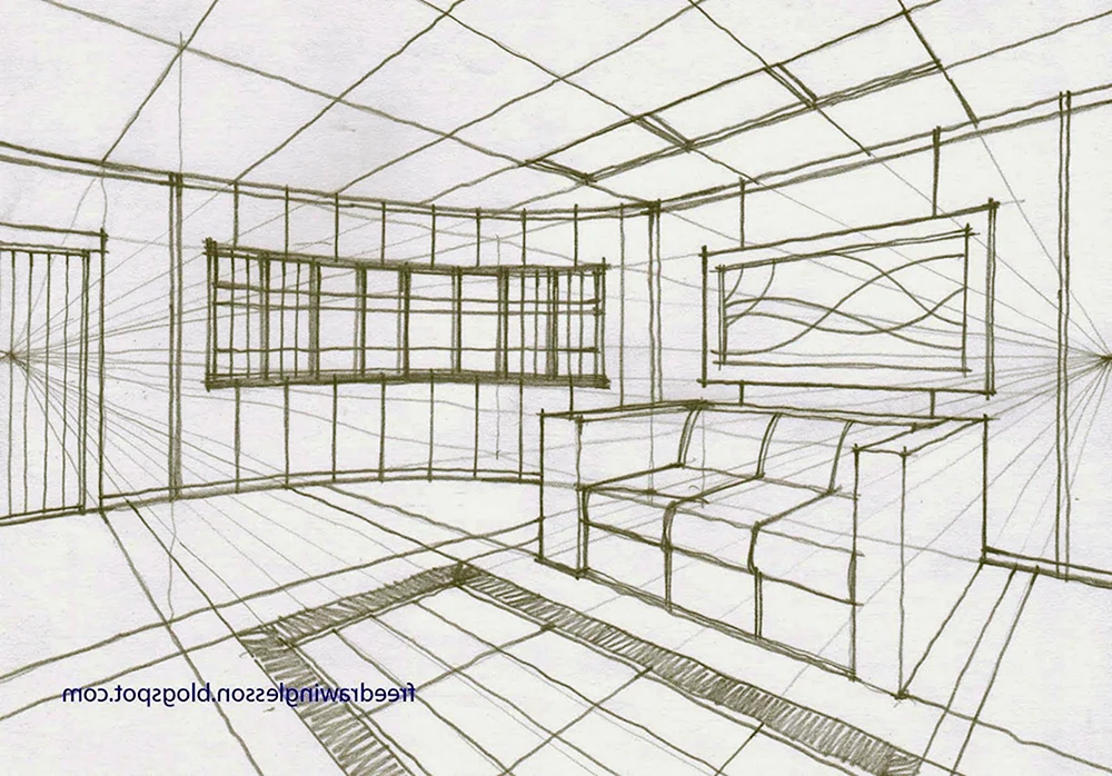 Перспектива комнаты. Перспективный масштаб. | Рисуем вместе