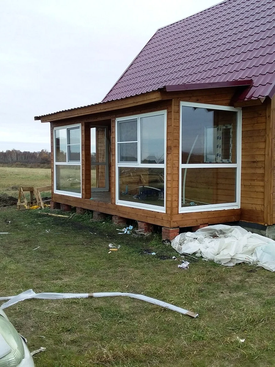 Пристройка к дому кухня и санузел